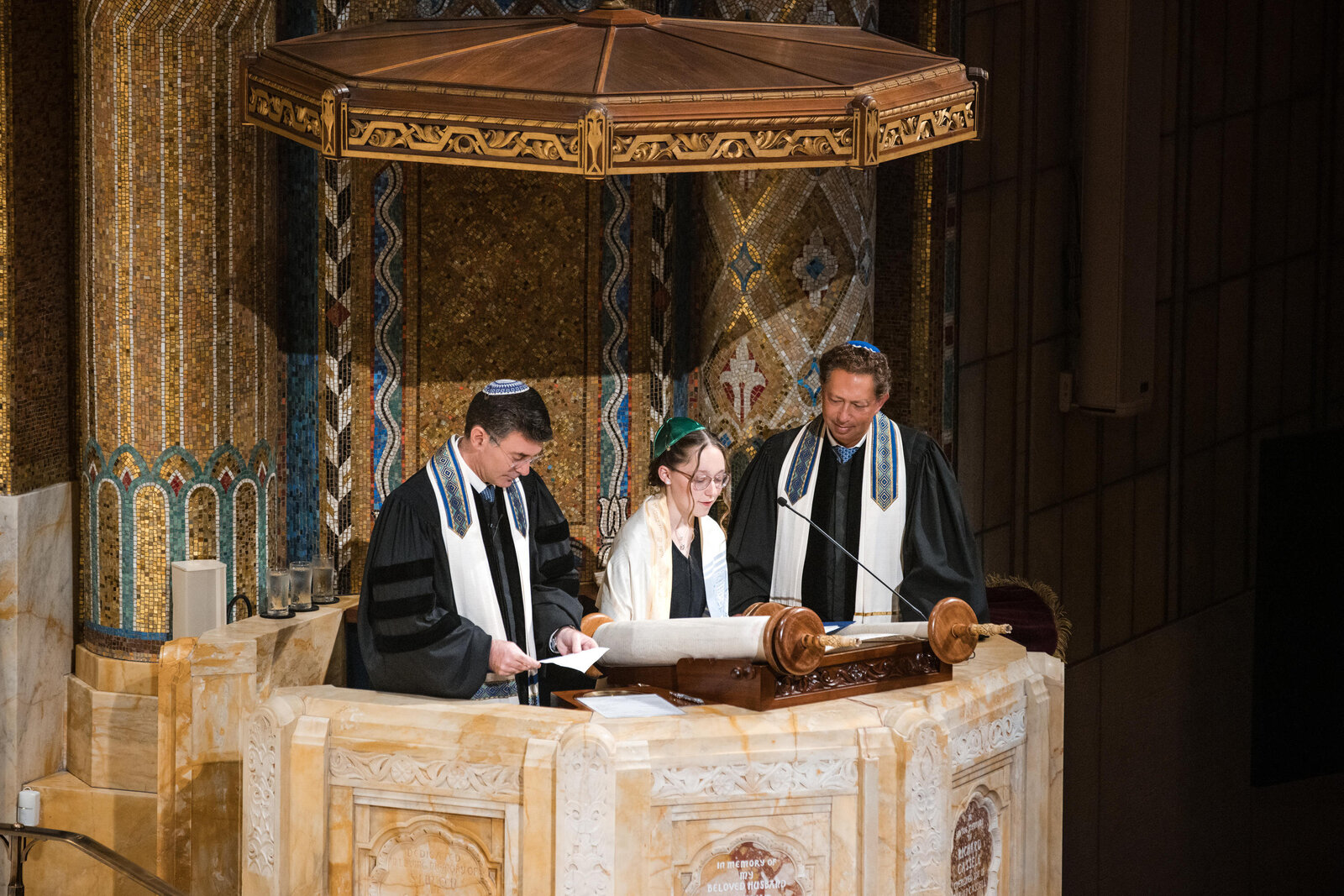 Mitzvah service photographed at Temple Emanu-El, New York