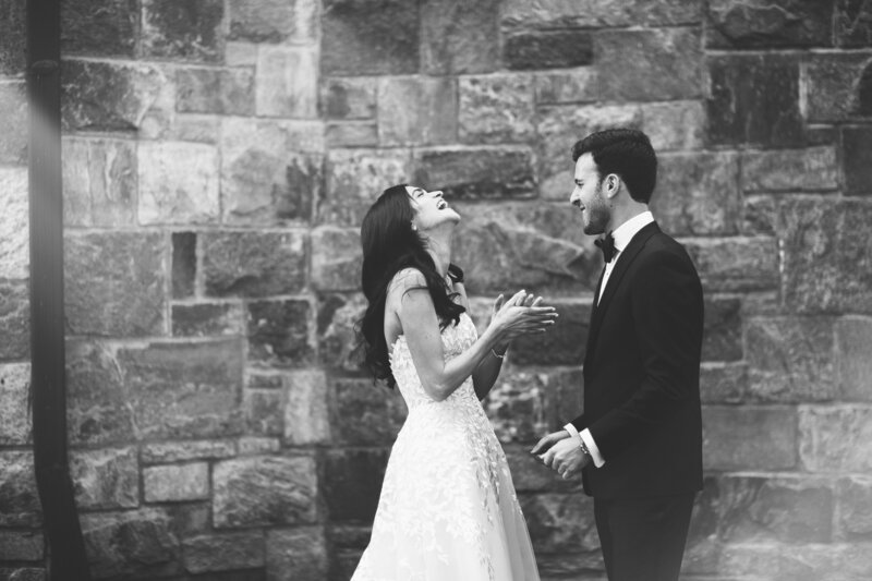 A documentary wedding moment at Temple Emanu-El