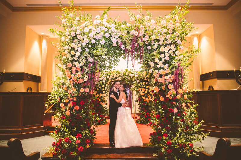 A documentary wedding moment at Temple Emanu-El